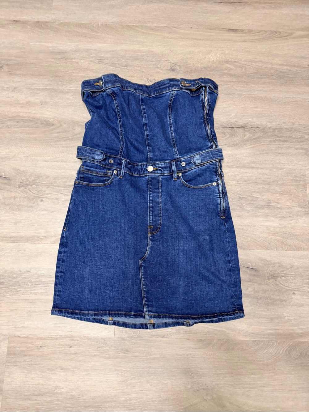 Good American Denim shirt tube dress